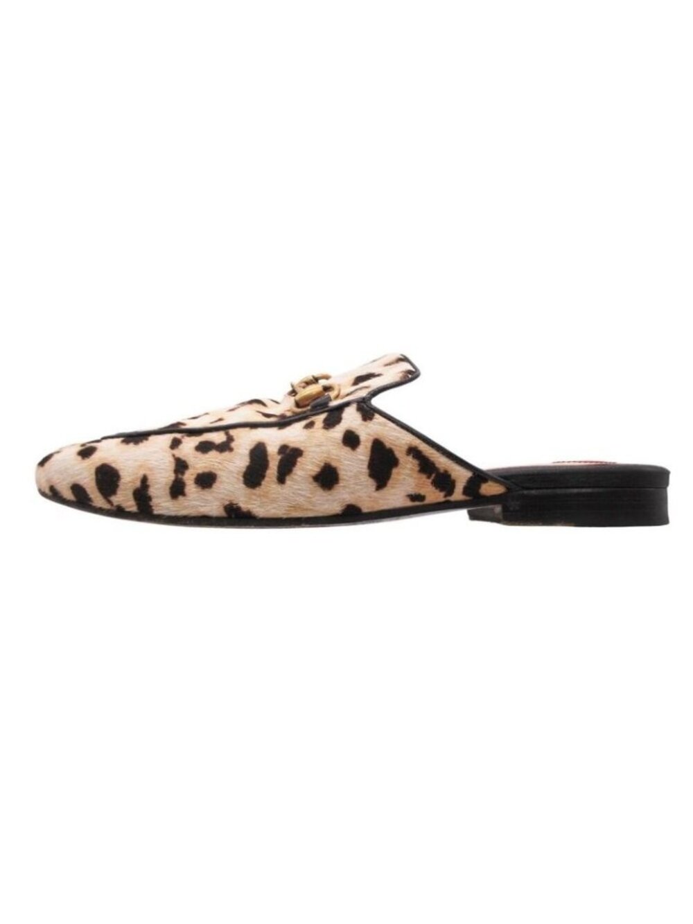 Gucci Horsebit Calf Hair Leopard Pattern Mule Sandals Shoes White 34.5 - Picture 1 of 8